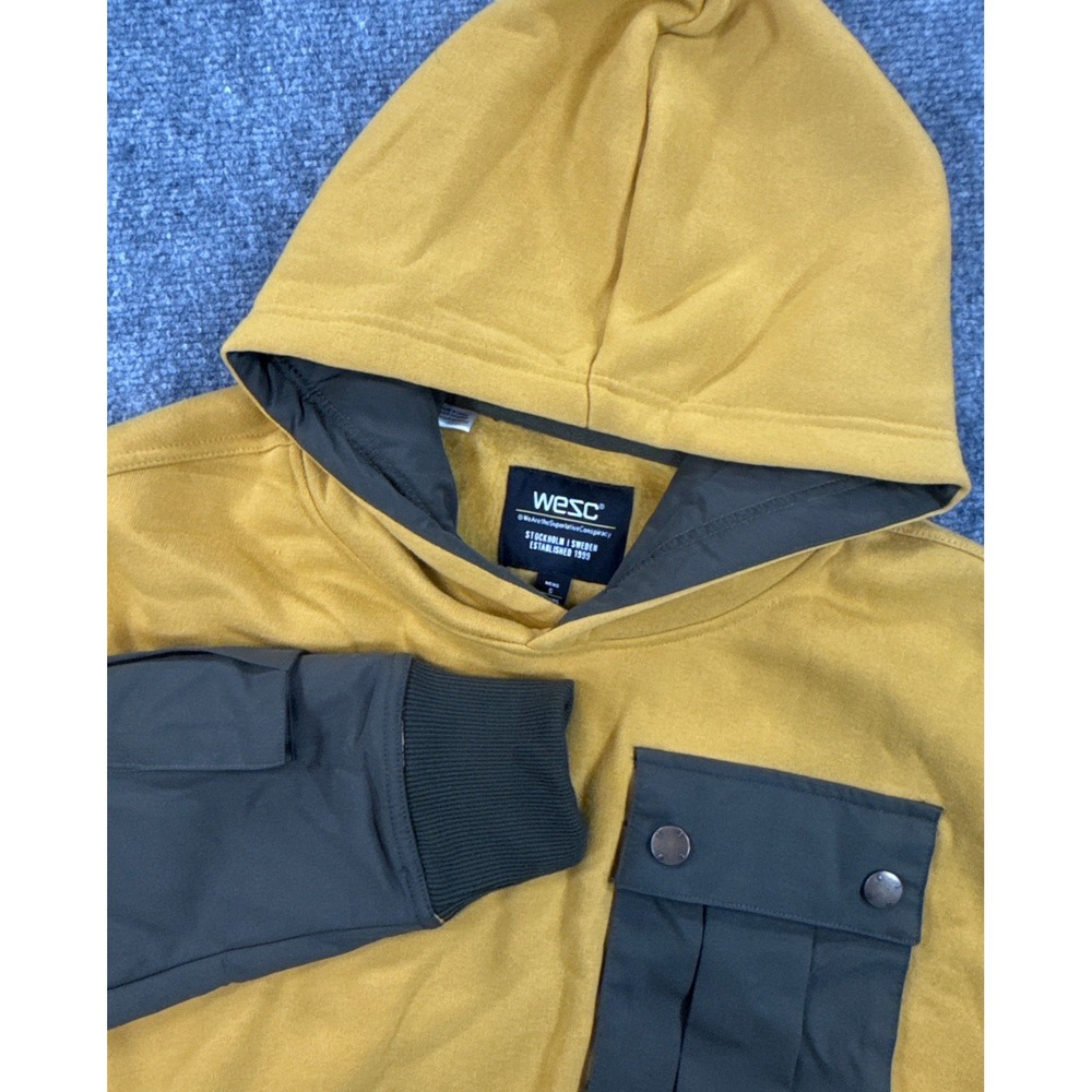 WeSC 90s Mike Utility Hoodie Mens S Honey Olive Color Block N414847T NWT